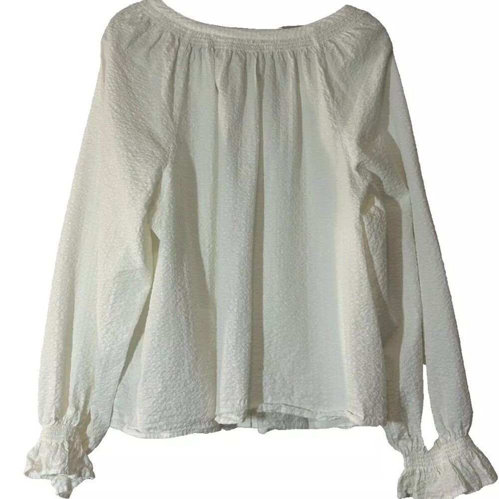 Gap Seersucker Peasant Shirt plus size XXL White - Picture 3 of 10